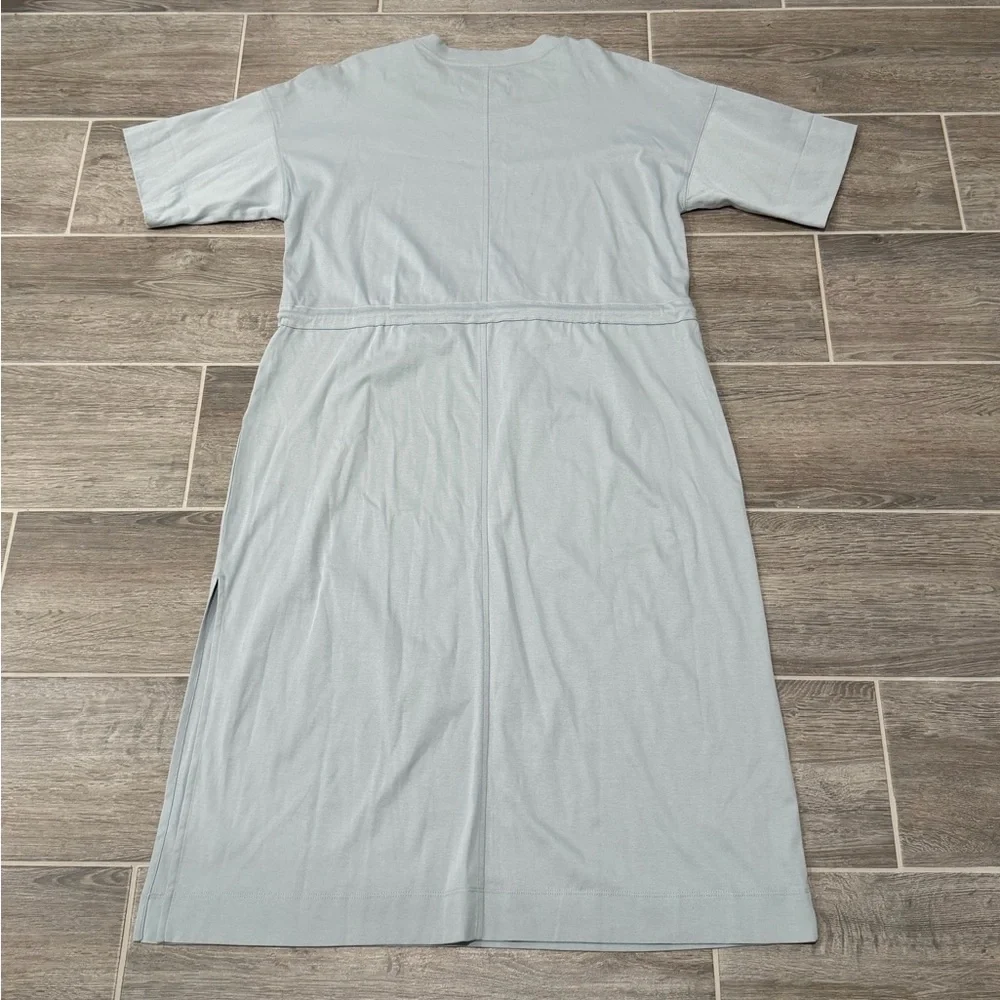 NWOT! Everlane The Luxe Cotton Tie-Front Tee Dress in Sky Slate Blue. Size Small - Picture 8 of 13